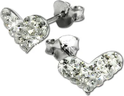 Produktbild von SilberDream weiß Ohrringe Herz Zirkonia Damen 925 Silber Ohrstecker GSO404W