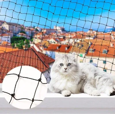 Produktbild von Famanu Katzennetz für Balkon - verstärkt, schwarz, inkl. Befestigungsset