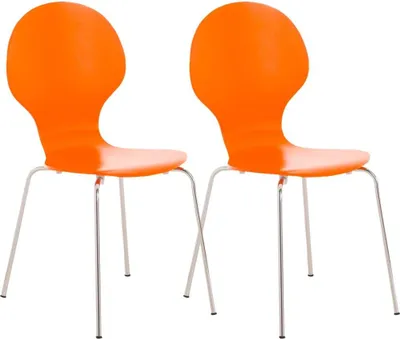 Zdjęcie produktu dla 2x krzesła dla gości z możliwością sztaplowania - ergonomiczne siedzisko - oszczędność miejsca | Kolor: pomarańczowy