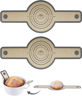 Silikonbackmatte für Brotbacken - Wiederverwendbare Brotsling für Dutch Oven - Hitzebeständige Backmatte mit langen Griffen