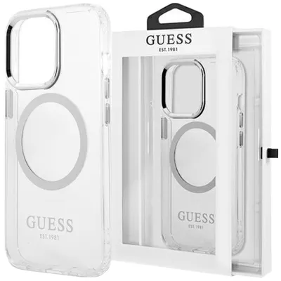 Produktbild von Guess Guhmp14Shtrms Iphone 14 6,1"" Srebrny/Silver Hartes Etui Metall Kontur Magsafe