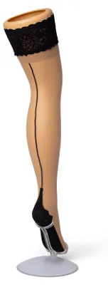 Produktbild von Bonnie Doon Damen-Haltstrumpfhose mit Besatz, Größe S/M, Beige – Breites Bündchen mit Silikon – Klassischer Spitzen-Halt – Rutschfest – Besatz hinten – Strumpfhose ohne Slip – Silikonrand – Perfekter Halt – Strumpfhose – Hautfarben – Nude – BP201704.297