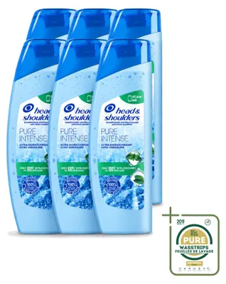 Image de 6 flacons de shampooing antipelliculaire Head & Shoulders Pure Intense, effet rafraîchissant, 250 ml - Pack économique - 6 pièces