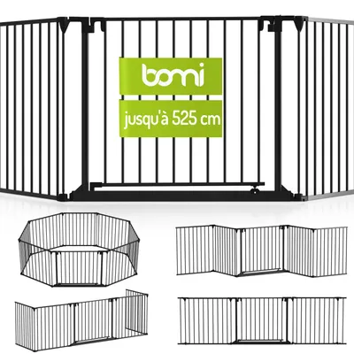 Image de BOMI® Barrière de sécurité bébé Milo jusqu’à 525 cm – Fermeture automatique – Fonction blocage 90° – Barrière de porte modulable