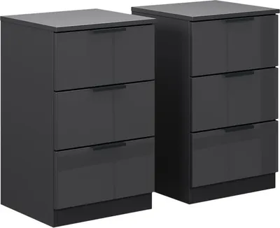 Immagine prodotto di Comodino Vicco Fino Nero lucido con cassetti, Model 58536