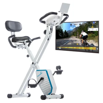 Produktbild von Skandika Foldaway X-1000 PLUS Fitnessbike Heimtrainer X-Bike mit Handpuls-Sensoren, Bluetooth Computer, Tablet-Halterung, Rückenlehne