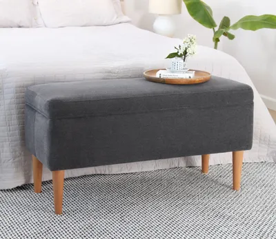 Produktbild von Hanah Home, Glend - Grey, Sitzpuff, Grau, 50 % BAUMWOLLE / 50 % LEINEN, 100 x 43 x 50 cm