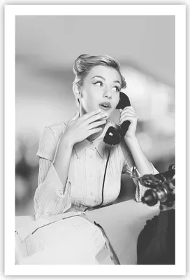 Produktbild von Poster - Poster ohne Rahmen - Vintage Schwarzweiß Telefonieren - 61x91,5 cm - Wand Bild - Wanddeko - Wandbilder - Kunstposter - Wandposter - Bilder - Kunstdruck - Wanddekoration - P2XPA61x91-4592