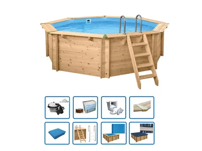 Produktbild von Interline Java Holz Pool rund 5,30 × 1,36 m Deluxe paket