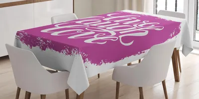 Produktbild von ABAKUHAUS Lebe lache Liebe Tischdecke, Motivierende Lebensstil-Typografie auf Malerpinsel-städtischer Illustration, 140 x 170 cm, Fuchsia Weiß