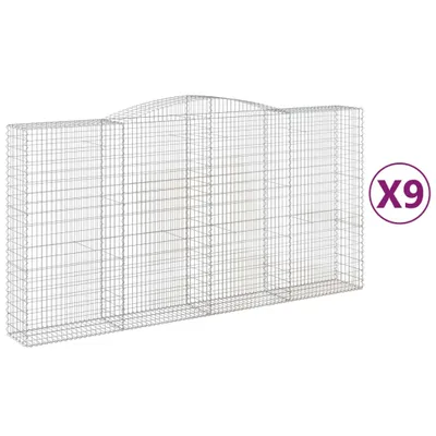 Produktbild von Gabionen mit Hochbogen 9 Stk. 400x50x200/220cm Verzinktes Eisen