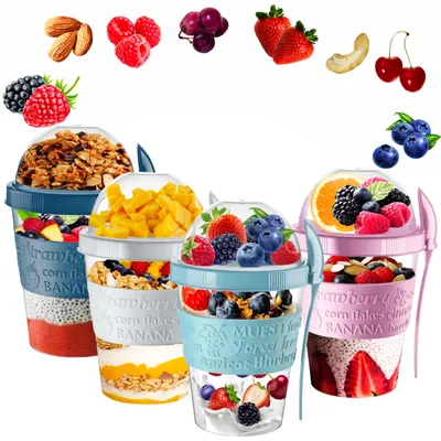 Image de Set de 4 pots à yaourt réutilisables 600 ml