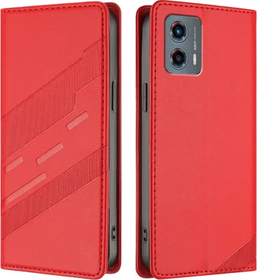 Produktbild von Hülle für Motorola Moto G 5G 2023, Kunstleder Brieftaschen Handyhülle mit Kartenfach und Standfunktion Rot