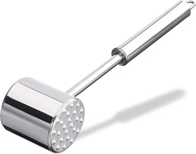 Immagine prodotto di Batticarne - Doppio lato - Acciaio inossidabile - 28 cm di lunghezza - Adatto al lavaggio in lavastoviglie - Ideale per intenerire carne, bistecche e cotolette