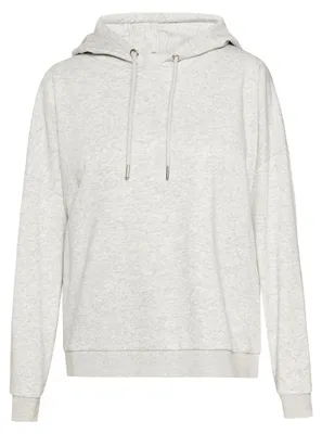 Produktbild von Damen Oversize Hoodie Grau M mit Kapuze, Kordelzug und geripptem Saum
