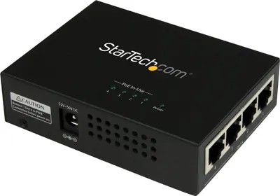 Image de StarTech.com 4 Port Gigabit midspan - Injecteur PoE+ - 802.3at/af, émetteur réseau