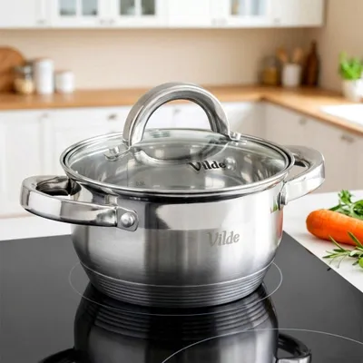Image de Casserole en acier inoxydable avec couvercle en verre, 14 cm, 1 L