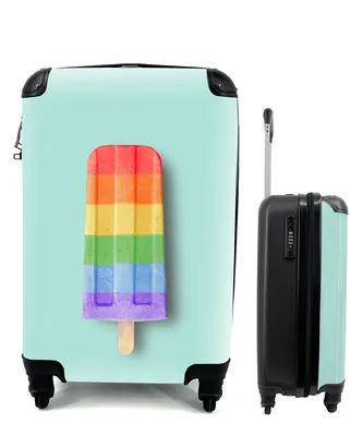 Produktbild von MuchoWow® Koffer Handgepäck Trolley Rollkoffer Kleine Reisekoffer mit 4 Rollen - Regenbogen-Eiscreme - Cabin Size < 55x40x23 cm & 55x40x20 cm - Fotokoffer - Kabinenkoffer - Boardgepäck - Reise-Box - Reisekoffer - Reisegepäck - Koffer mit Bild - Trolley für Kinder