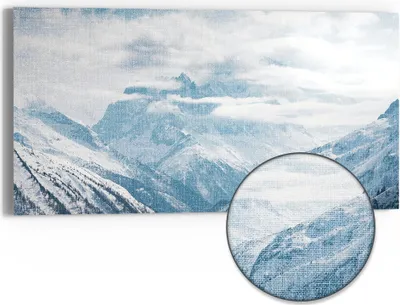 Produktbild von DEQORI Hybrid Leinwand Bild 60x30 cm 'Alpenmajestät' Wandbild Glas flach modern