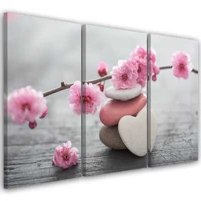 Produktbild von Triptychon auf leinwand religiös - rosa 120x80 cm Feeby rosa wandbild bereit zum aufhängen