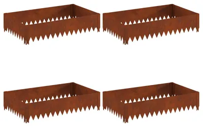 Obrázok produktu pre vidaXL Ohraničenie trávnika, 4 ks, 100 x 60 x 20 cm, oceľ, hrdzavá