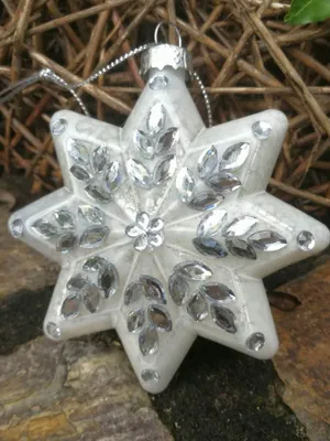 Produktbild von Christbaumkugel Stern Glitta, silber mit Straßdeko komplett