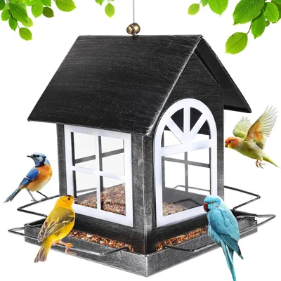 Produktbild von Vogelfutterhaus 14,5 x 18,5 x 23 cm, Metall, schwarz, für Garten