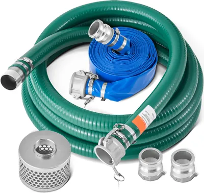 Obrázok produktu pre SucceBuy sada sacích hadíc pre vodné čerpadlo, 2 palce x 50 stôp, s rôznym príslušenstvom zelená + modrá