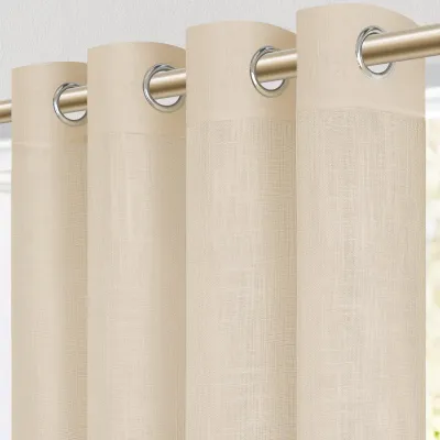 Voile-Gardinen, 2er-Set, Linenlook, beige, 220x140 cm