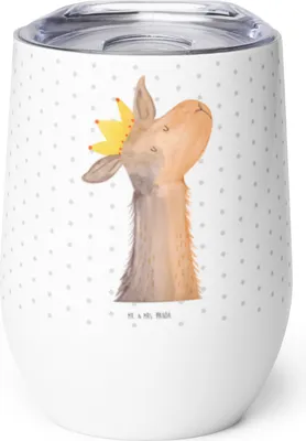 Produktbild von Mr. & Mrs. Panda thermosbecher Lamakopf König - Weiß - Geschenk, Lamas, kaffee tasse, Lama, glühweinbecher, Thermo Becher, Isolierbecher, Mama, Thermobecher, Chef, Papa