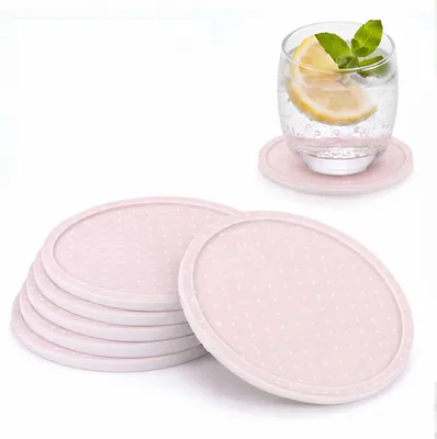 Imagen del producto de Posavasos de silicona antideslizantes, 10 x 10 cm, juego de 6 unidades, para vasos
