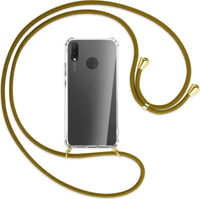 Produktbild von Handykette Backcover-Schutzhülle mit Band (Metall goldfarben) für Huawei P Smart Plus, nova 3 / 3i - khaki