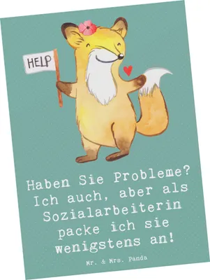 Produktbild von Mr. & Mrs. Panda Fotokarte Sozialarbeiterin Probleme - Meeresbrise - Geschenk, Postkarten, für, handgefertigte Geschenke, kreative, bildkarte, Grußkarte, Hilfe, Postkarte