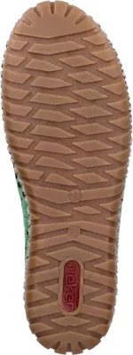 Produktbild von Rieker Damen Slipper Leder Mokassin Cutouts Lochmuster Stretch M2852, Größe:40 EU, Farbe:Grün