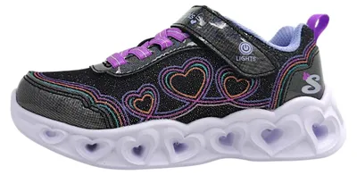 Imagen del producto de Zapatillas deportivas Skechers Heart Lights para niños, color negro. Ideales para correr