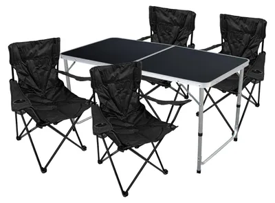 5-tlg Campingmöbel Set Tisch mit Tragegriff + 4 Campingstuhl + Tasche Outdoor