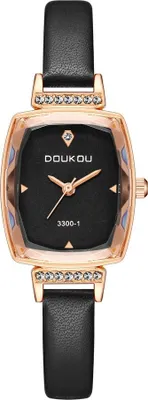 Produktbild von Elegante Damenuhr Promise in Schwarz mit Lederarmband KP12543
