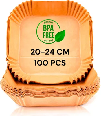 Immagine prodotto di Carta forno per friggitrici ad aria, senza BPA, 100 pezzi, 20-24 cm, adatta per forno e friggitrici ad aria