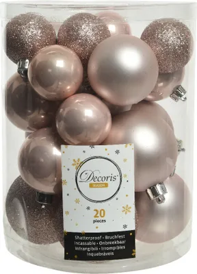 Produktbild von Weihnachtskugeln Kunststoff 4-6cm Mix 20er Set - Rosa