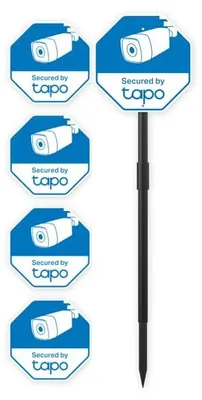 Produktbild von Tapo CA510 Videoüberwachung Schild & Aufkleber Set, Achtung Privatgrundstück Warnschild, Selbstaufklebend, 1 Stück Rasenschild & 4 Stück Aufkleber
