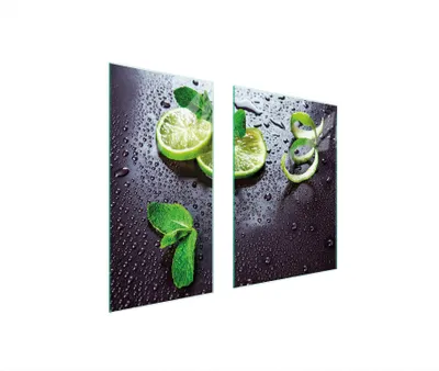 Produktbild von Herdabdeckplatten 2 teilig 75x52 Glaskeramikkochfeld Abdeckung Glas Schneidebrett Limette Grün