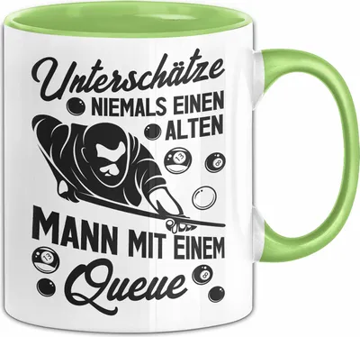 Produktbild von Billard Tasse Geschenk Alter Mann Snooker Pool Billard Spruch Becher (Grün)