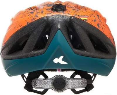 The back view of a child's bicycle helmet.