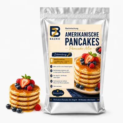 Produktbild von Bazko 1 kg Backmischung für Pancakes | Pancake Mix, KI-generiertes Bild