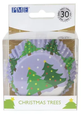 30 Weihnachts-Cupcake-Förmchen, Folie beschichtet, Papier, Weiß