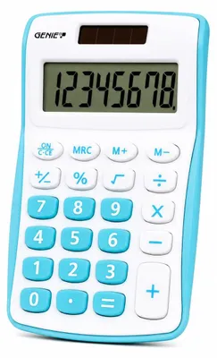 Produktbild von Genie 120 B, Tasche, Display-Rechner, 8 Ziffern, 1 Zeilen, Batterie/Solar, Blau, Weiß