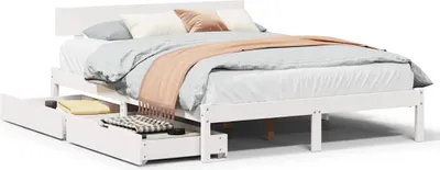 Produktbild von vidaXL Massivholzbett ohne Matratze Weiß 120x190 cm Kiefernholz