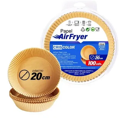 Immagine prodotto di Carta antiaderente per friggitrice ad aria - 100 fogli da 16-20 cm - Carta per friggitrice ad aria utilizzabile senza olio