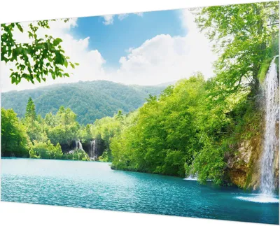 Produktbild von Wandtapete - Dekorative Tapete für Wohnzimmer - Tapetenfolie für Wanddekoration - 152x104 cm - Natürlicher Wasserfall