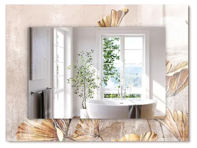 Produktbild von Vintage-Blumen – Rechteckiger Spiegel mit Druck 80x60 cm – Modern - Dekorativ für die Wand